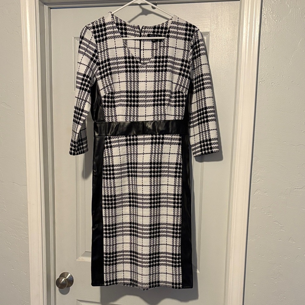 Sami & Jo Black and White Checkered Long Sleeve Dress